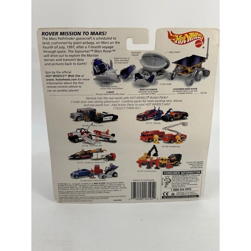 Hot Wheels Action Pack July 4, 1997 JPL Sojourner Mars Rover, Pathfinder, Lander